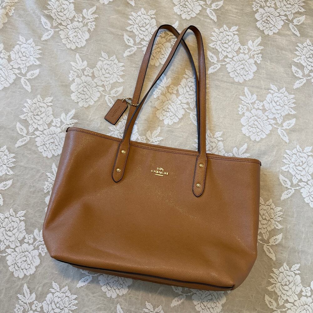 Coach City Zip Tote Brown Leather Shoulder Bag